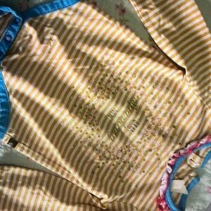 Matilda Jane Yellow Striped Kids Blouse with Blue Accents